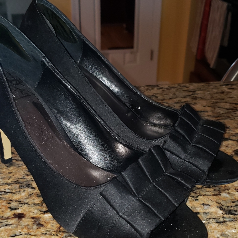 Black open toe heel